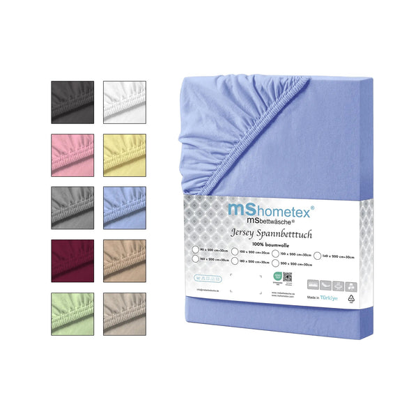 100% Baumwolle Jersey Spanbetttuch - Blau