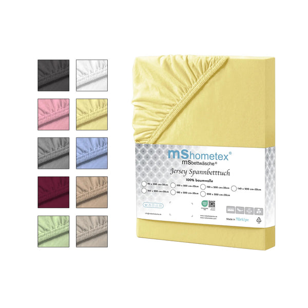 100% Baumwolle Jersey Spanbetttuch - Gelb