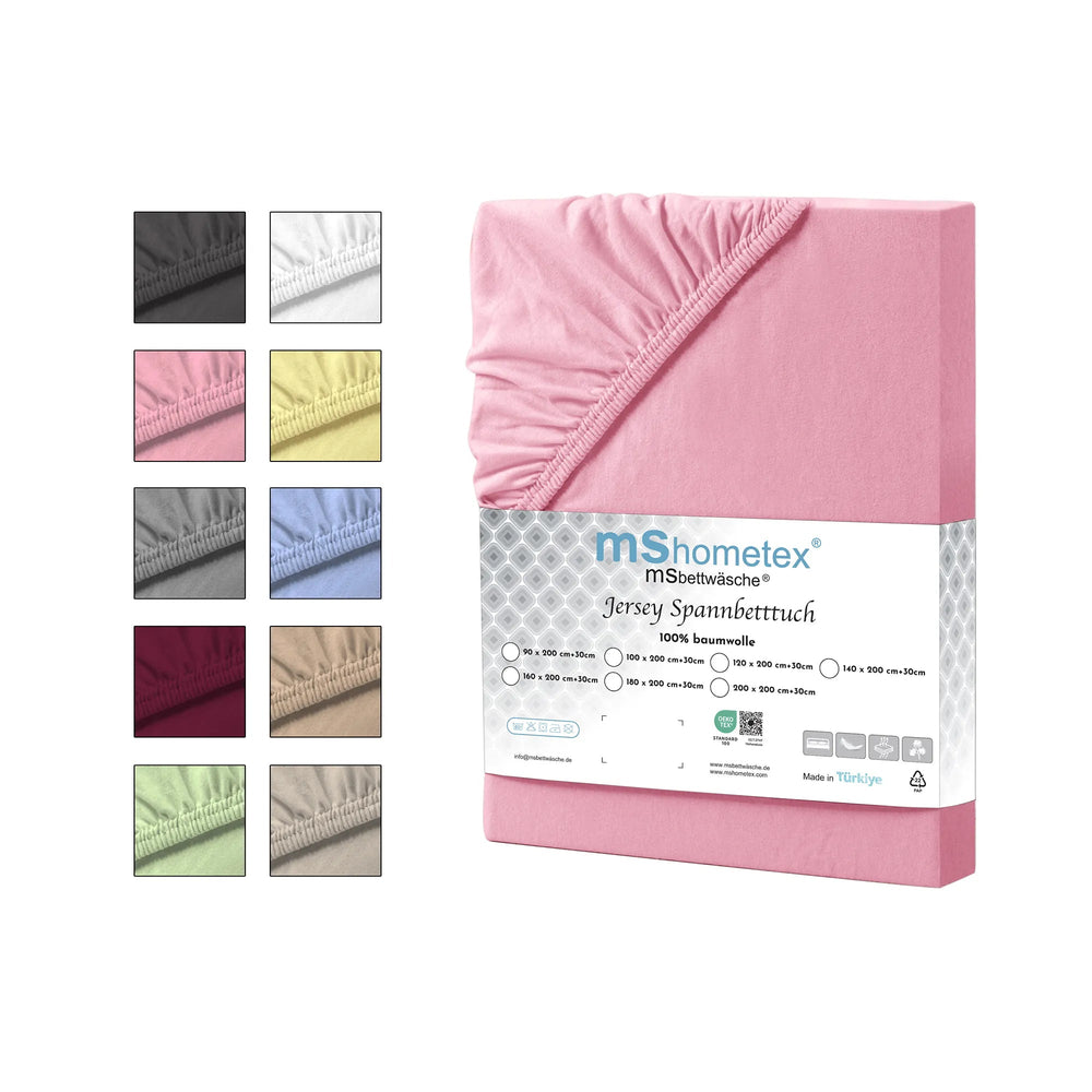 100% Baumwolle Jersey Spanbetttuch - Rosa