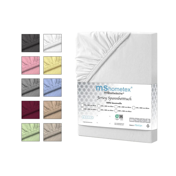 100 % Baumwolle Jersey Spannbetttuch - Weiß