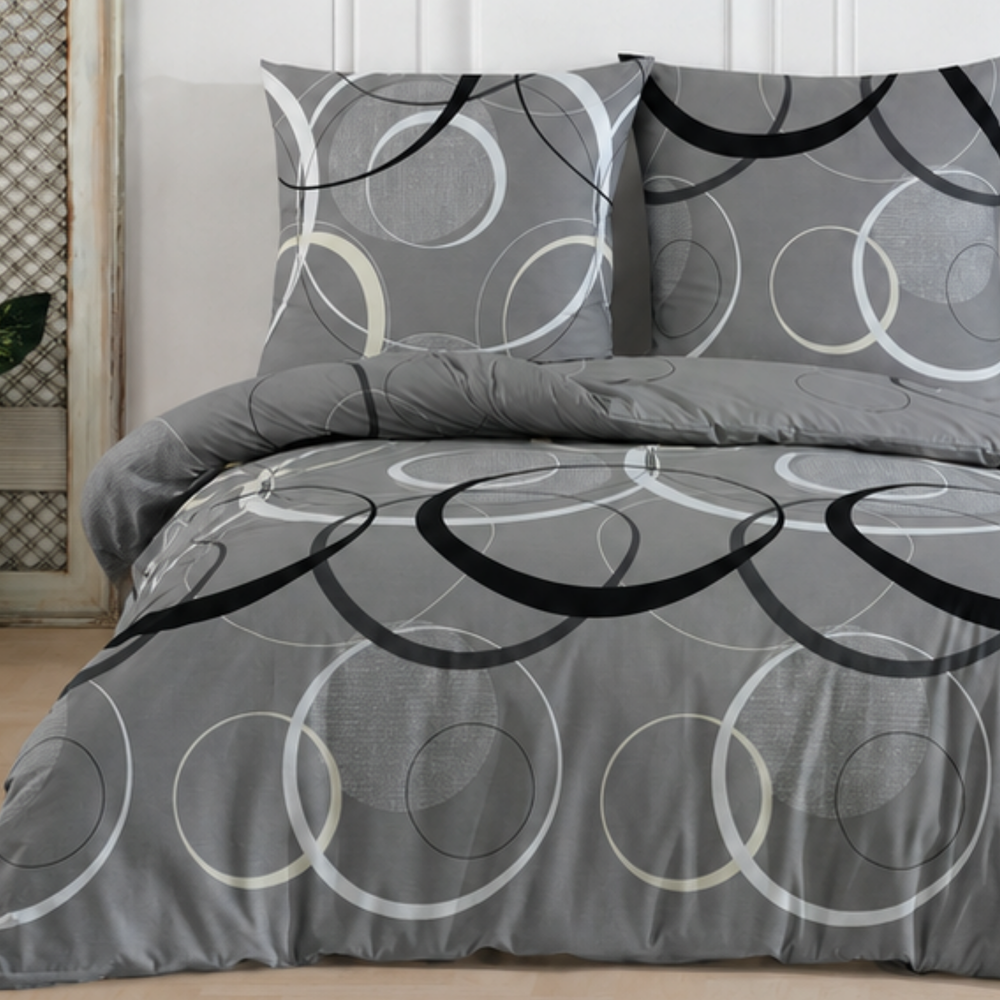 100% Baumwolle Renforcé Bettwäsche - Wave Black