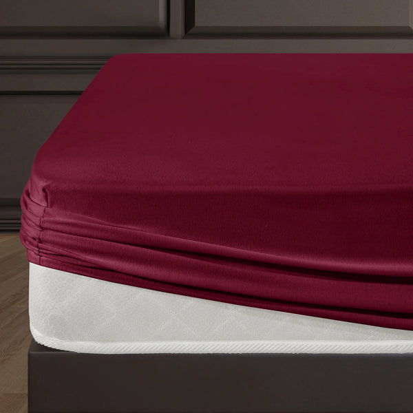 100 % Baumwolle Jersey Spannbetttuch - Bordeaux