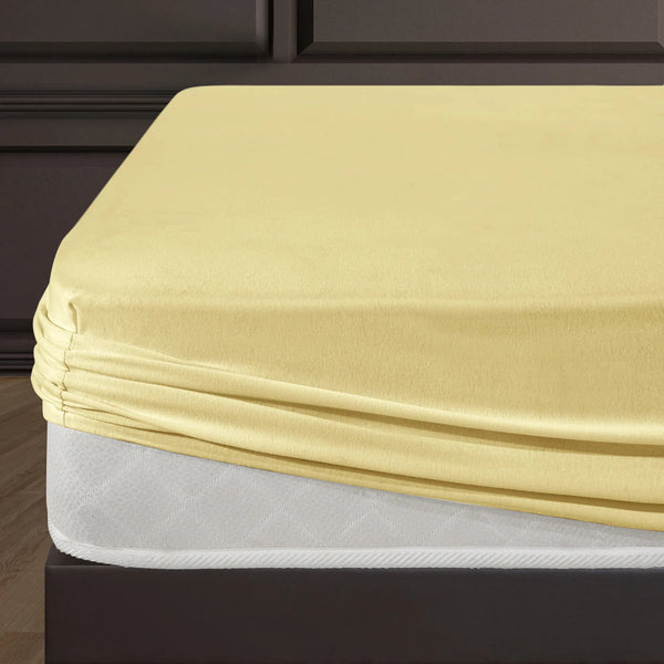 100% Baumwolle Jersey Spanbetttuch - Gelb