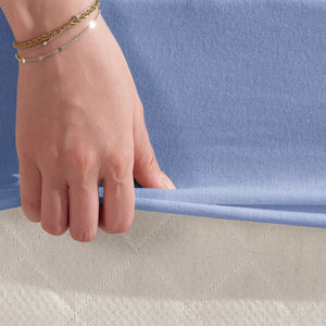 100% Baumwolle Jersey Spanbetttuch - Blau
