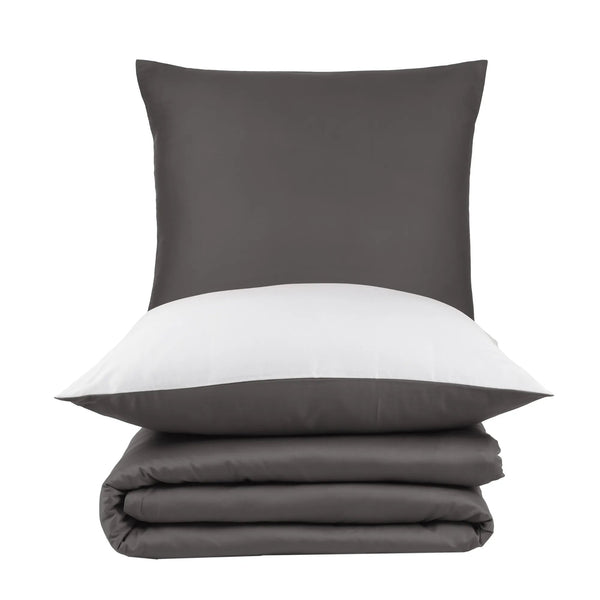 100% Baumwolle A-B Satin-Bettwäsche - Anthrazit