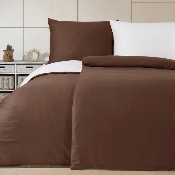 100% Baumwolle A-B Satin Bettwäsche - Braun