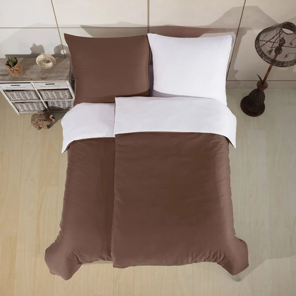 100% Baumwolle A-B Satin Bettwäsche - Braun