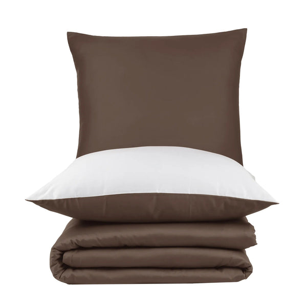 100% Baumwolle A-B Satin Bettwäsche - Braun