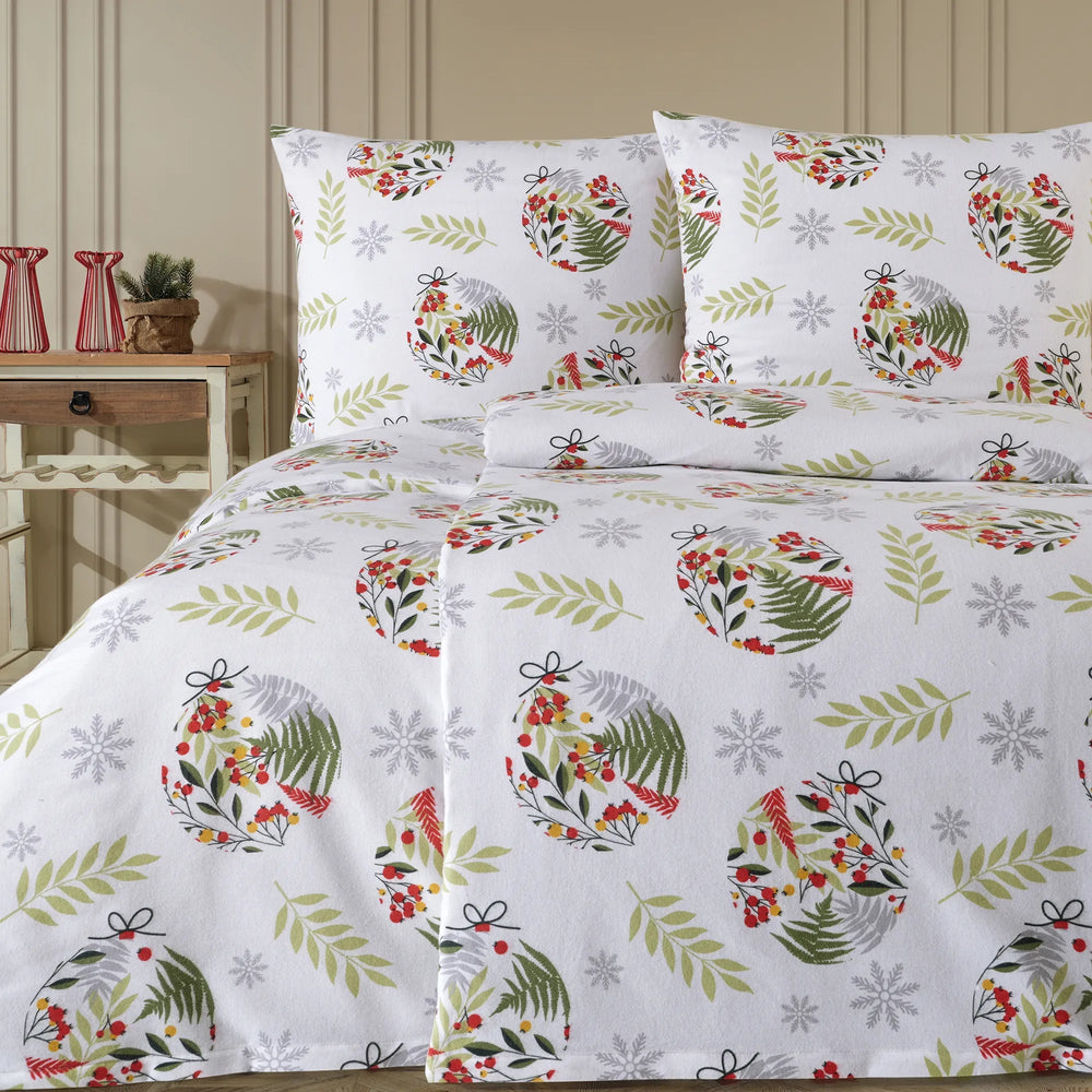 100% Baumwolle Biber Bettwäsche - Christmas Green