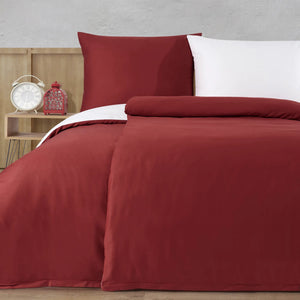 100 % Baumwolle A-B Satin-Bettwäsche – Bordeauxrot