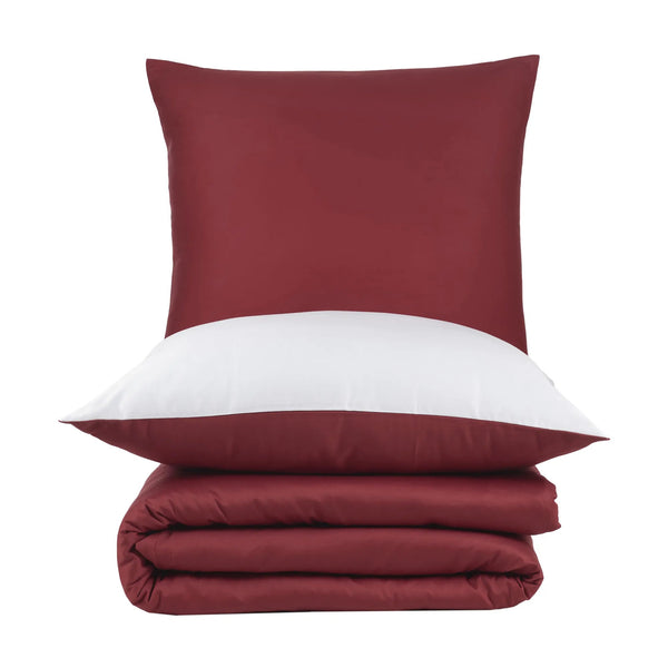 100 % Baumwolle A-B Satin-Bettwäsche – Bordeauxrot